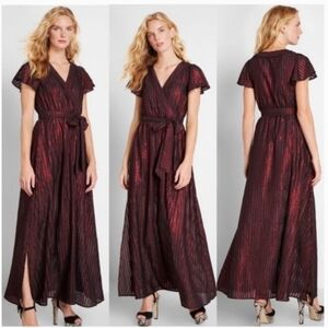 ModCloth Your Time To Shine Full Length Short Sleeve Burgundy Maxi Dress